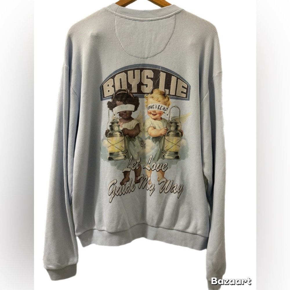 Boys Lie Light Blue Sweatshirt with Embroidered Graphic - Picture 2 of 3
